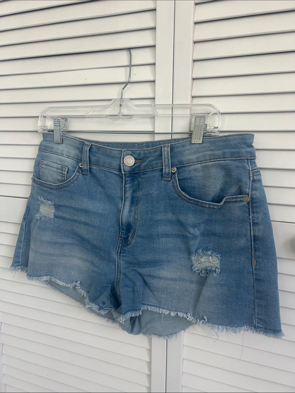 SO Light Blue Distressed Denim Cutoff Shorts